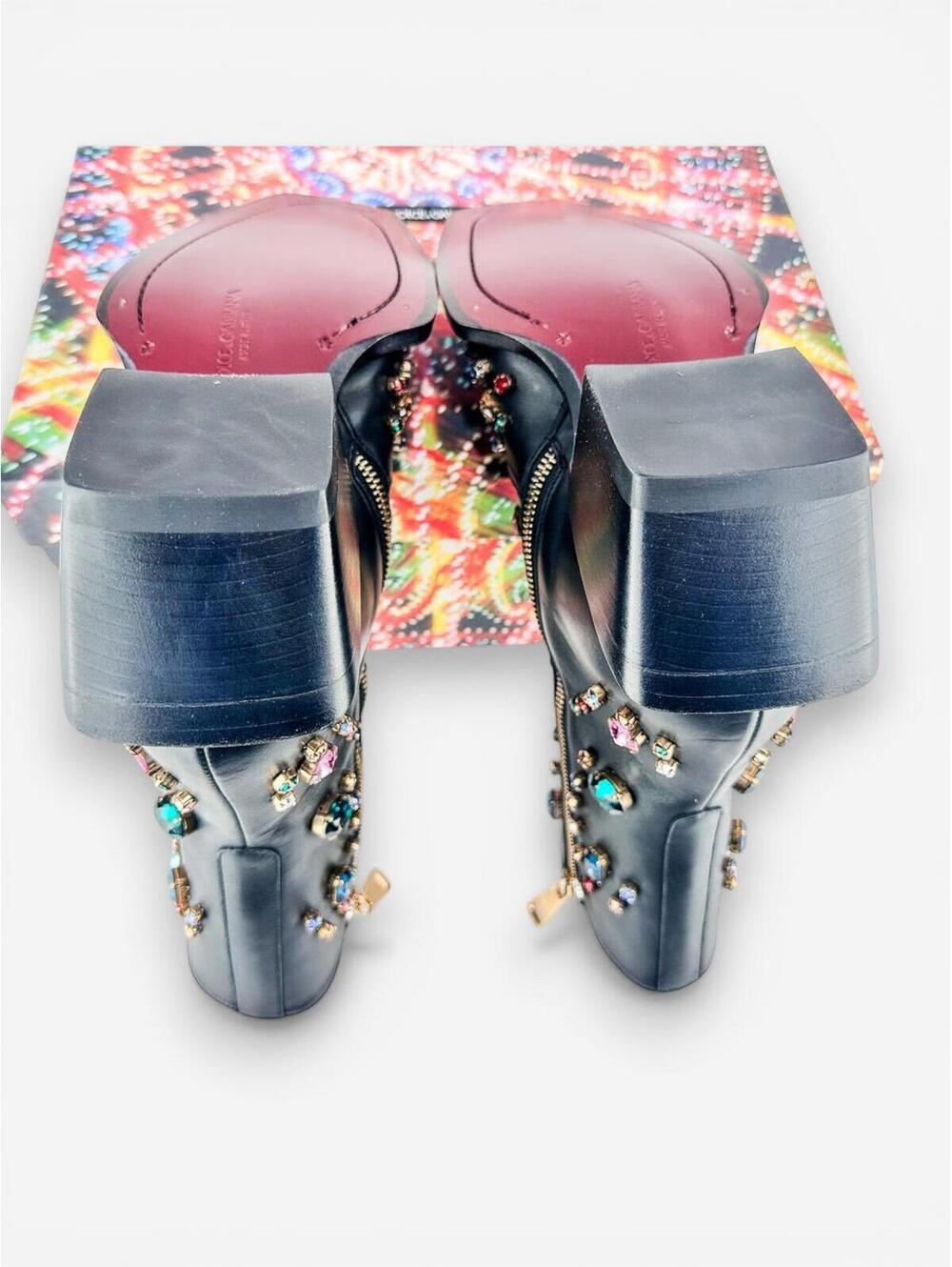 Dolce & Gabbana Crystal Rhinestone Western Cowboy Boot Black Men EU 39 | NIB - Picture 6 of 9